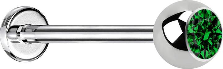 Immagine prodotto Star Piercing Micro labret in argento con sfera e cristallo verde (senza ottone, Acciaio chirurgico 316L)