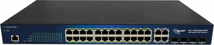 Actual product image Allnet switch smart managed layer2 24 port? poe budget 370w? 24x poe at? 4x sfp? 19"? all-sg84 (24 Ports)
