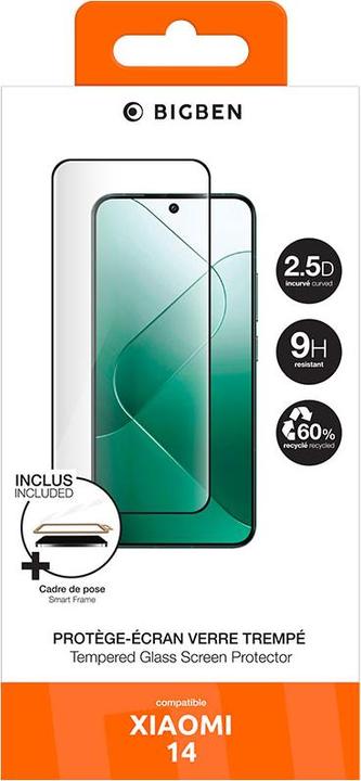 Actual product image Bigben Screen protector for Xiaomi 14 made of tempered 2.5D glass with SmartFrame (1 Piece, Xiaomi 14)
