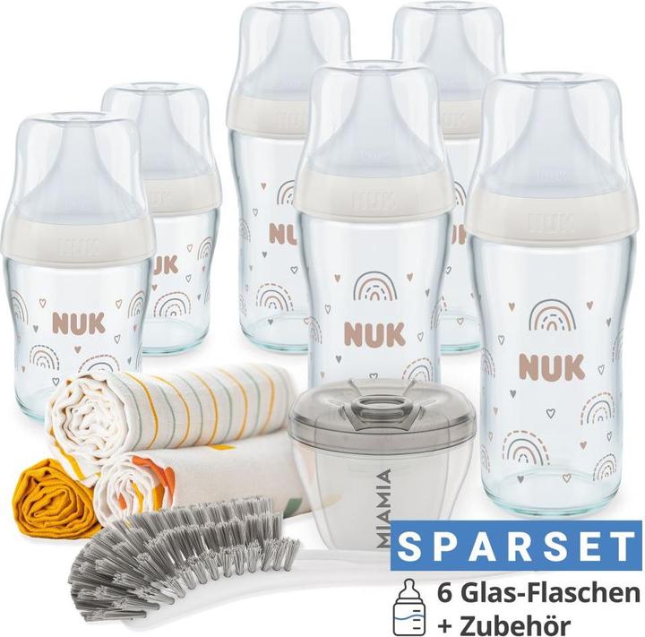 Produktbild NUK Babyflaschen Premium Glas-Flaschen-Set Perfect Match 11-tlg. (230 ml)