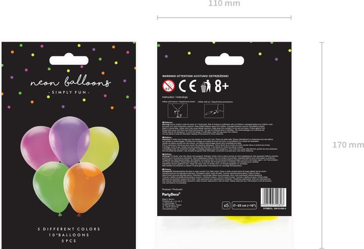 Image du produit Partydeco Ballons néon 25cm (5pcs)