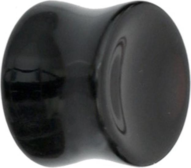 Actual product image Star Piercing Flared Plug concave black glass (without brass, Glass)