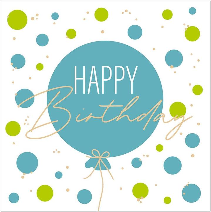 Produktbild Artebene Servietten Happy Birthday Ballon petrol von (33 x 33 cm)