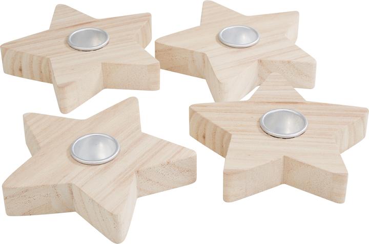 Image du produit VBS Stabkerzenhalter "Stern", 4 Stück, Rohholz