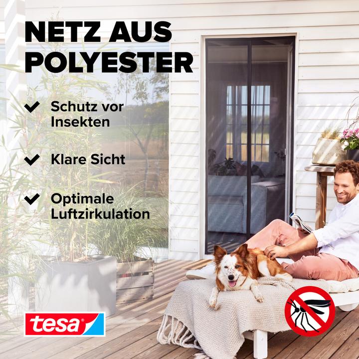 Image du produit tesa Moustiquaire magnétique pour portes de balcon et de terrasse, à fermeture automatique, montage sans (80 x 200 cm)