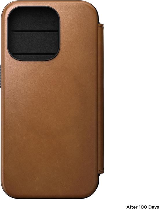 Actual product image Nomad Book Cover Modern Leather Folio iPhone 15 Pro Beige (Apple iPhone 15 Pro)