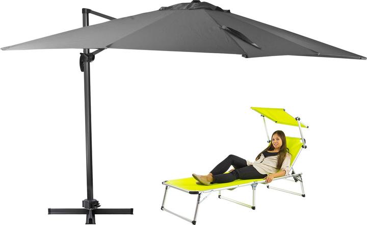 Produktbild Dema Ampelschirm Sonnenschirm Verona Grau XL 340x300x275cm (3 m)