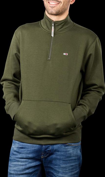 Produktbild Tommy Hilfiger Tommy Jeans Solid Zip Pullover Mock Neck dark olive (XXL)