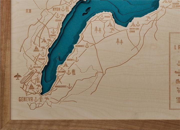 Image du produit Swiss Wood Maps Image Lac Léman A3 33.5 x 45.5 cm, bois (45,5 x 33,5 cm)