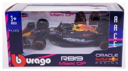 Immagine prodotto Bburago Diecast 1:43 Gara F1 Red Bull RB19 Formula 1 2023 Miami GP Max Verstappen Età 3+ 18-3808