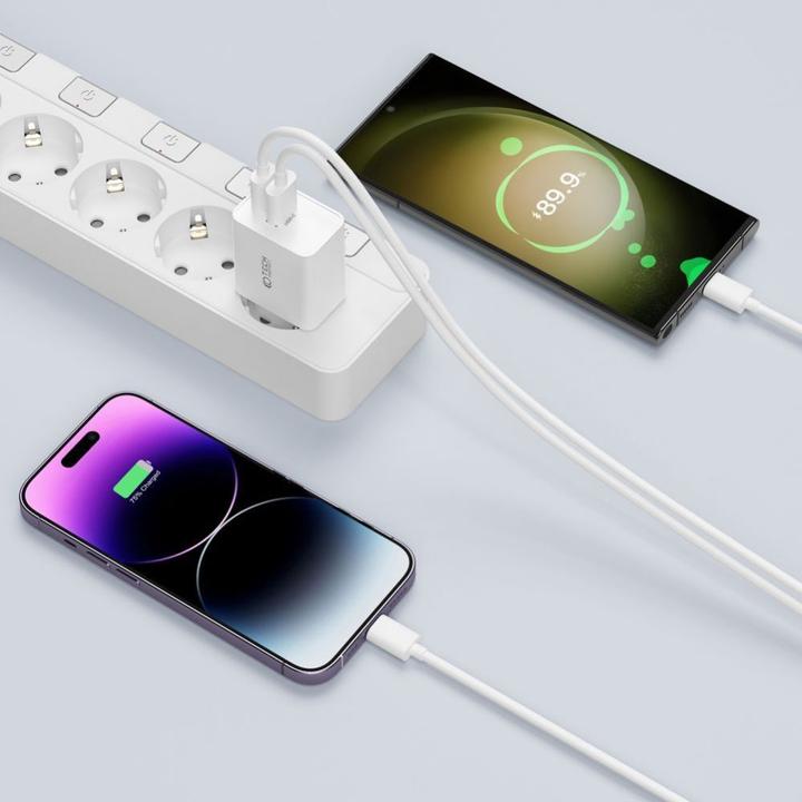 Image du produit Tech-Protect C35W 2x USB-C PD Chargeur réseau 35W avec câble USB-C / USB-C - blanc (35 W)