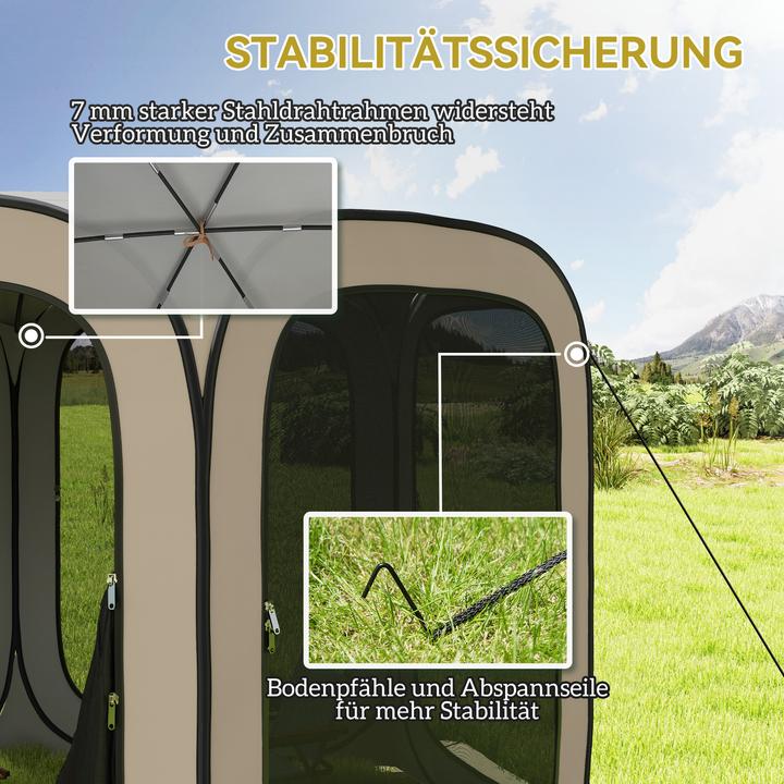 Produktbild Outsunny Campingzelt Oxfordstoff, Stahldraht Khaki (Wurfzelt)