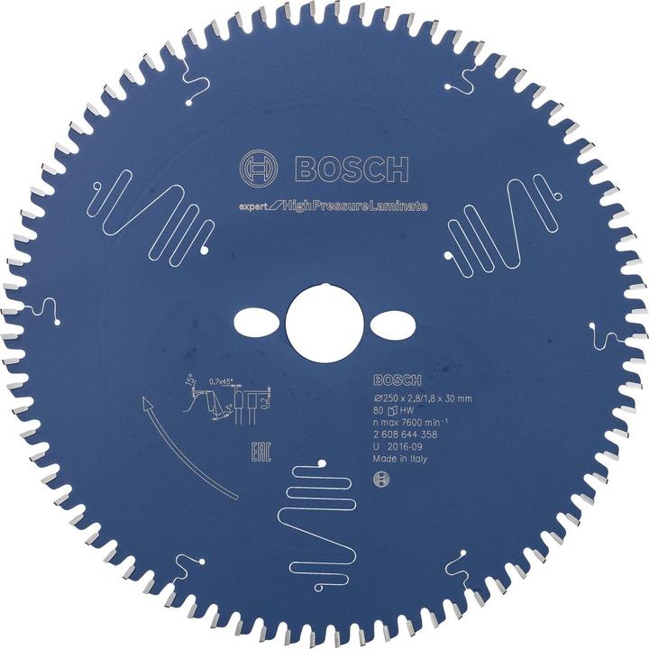 Produktbild Bosch Professional Zubehör Kreissägeblatt Expert for High Pressure Laminate, 250 x 30 x 2,8 mm, 80