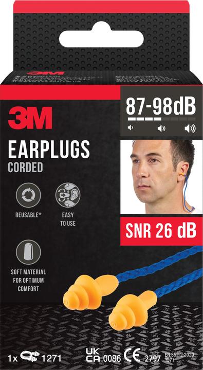Actual product image 3M Hearing protection plugs with cord (1 x)