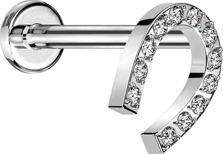 Produktbild Star Piercing Micro Threadless Labret silber Hufeisen silber Kristalle silber (ohne Messing, Chirurgenstahl 316L)