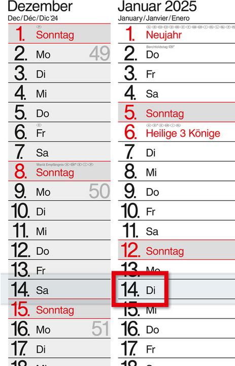 Produktbild Bühner 3-Monatskalender (A2, Kein Einband, Deutsch)