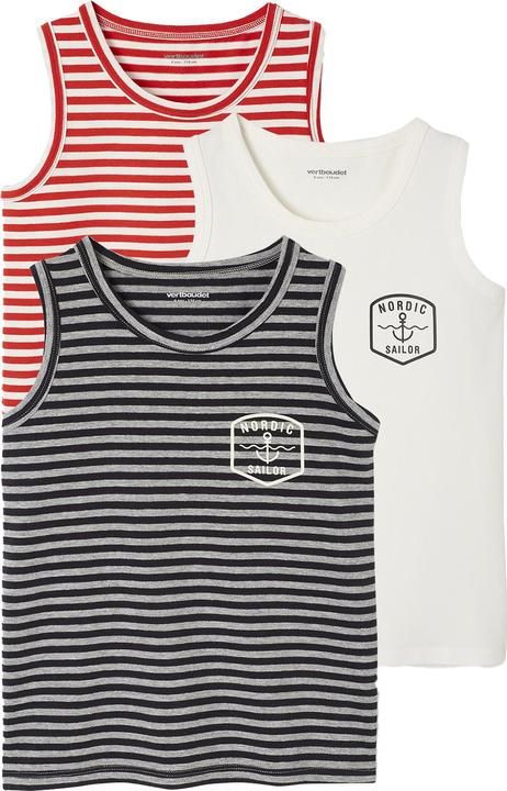 Vertbaudet Bio-Kollektion: 3er-Pack Jungen Trägershirts mit Ringelmuster