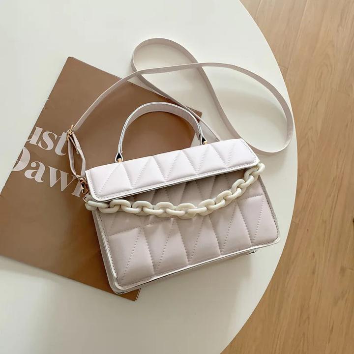 Only-Bags.Store Sac à bandoulière en plaid solide, sac à bandoulière à la mode avec décorations en chaîne pour une