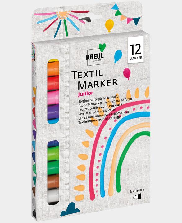 Produktbild Kreul T-Shirt-Painter (Schwarz, Braun, Hellblau, Grün, Violett, Pink, 4 mm, 12 x)