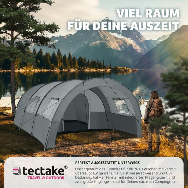 Image du produit tectake Roskilde (Tente tunnel, 7.50 kg, 6 personnes)