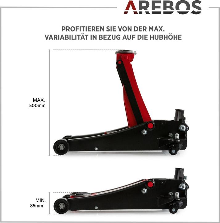 Actual product image Arebos Hydraulic jack 3 T (incl. 3 rubber pads)
