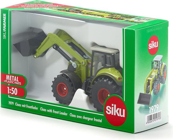 Produktbild Siku 1979 vorne Claas mit Lader 01:50