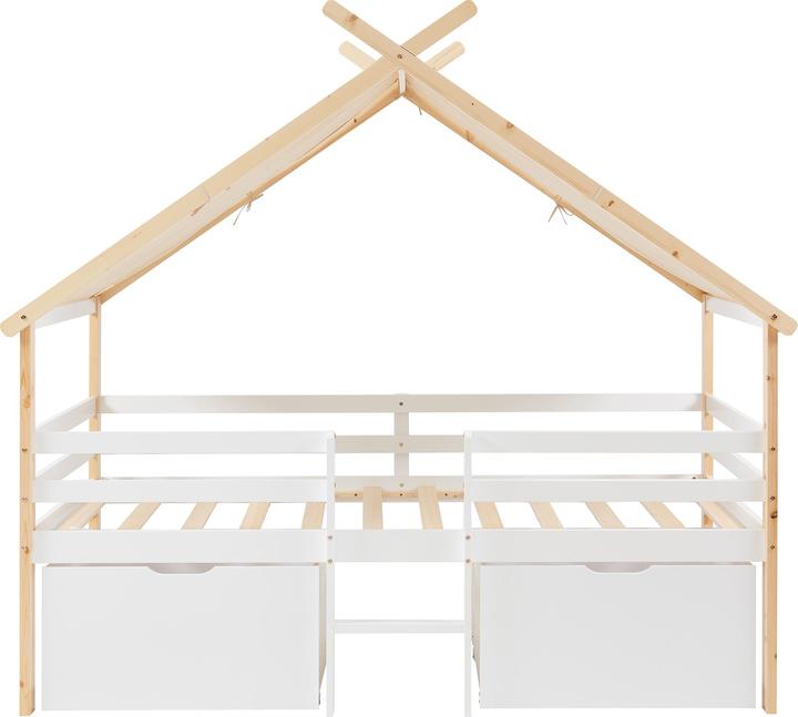 Actual product image En.Casa Hausbett Surnadal 90x200 cm Kiefernholz Weiss/Natur (90 x 200 cm)