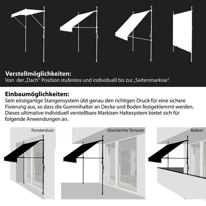 Produktbild Gartenfreude Klemmmarkise Sonnenschutz Balkonmarkise gerader Schnitt (2 m)