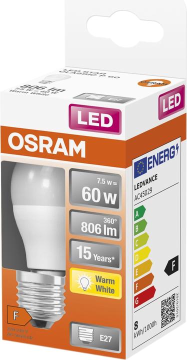 Produktbild Osram LED Star Classic P (E27, 7.50 W, 806 lm, 6 x, F)