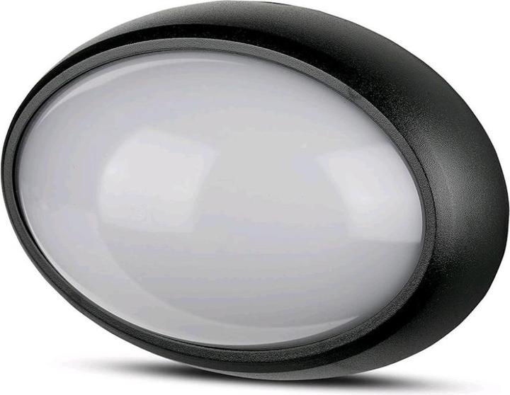 V-TAC VT8010B 12W LED Full Oval Plafonnier Corps noir IP54 Blanc chaud (840 lm)