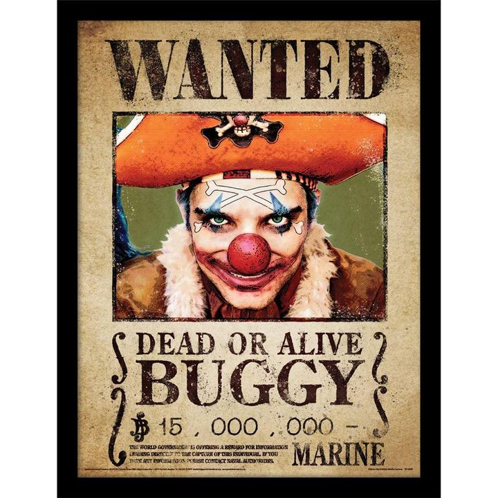 Actual product image One Piece Buggy the Clown Wanted Poster Framed Poster (40 x 30 cm)