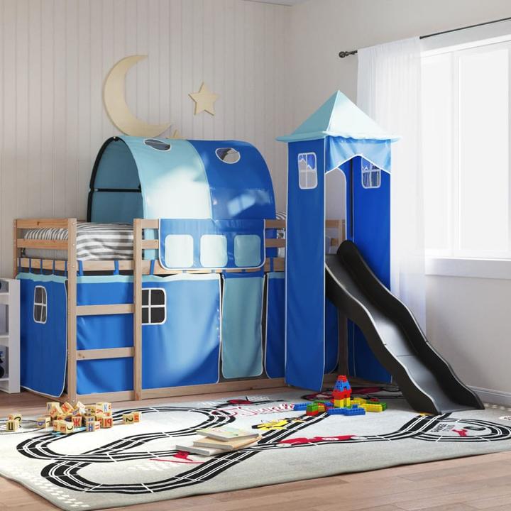 Actual product image VidaXL Bunk bed with slide and curtains (90 x 200 cm)