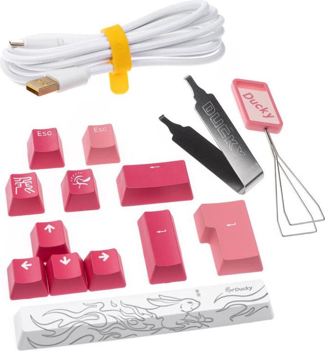Actual product image Ducky One 3 Gossamer Pink Gaming Keyboard - MX-Ergo-Clear (DE, Cable)