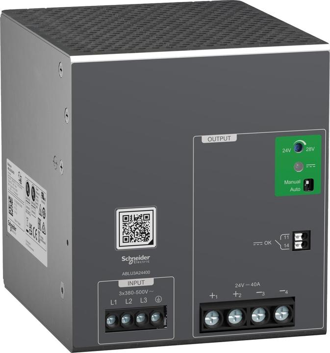 Schneider Alimentatore, Modicon ABLU, universale, temporizzato, 380-500V AC, trifase, 24V DC, 40A, 960W ABL