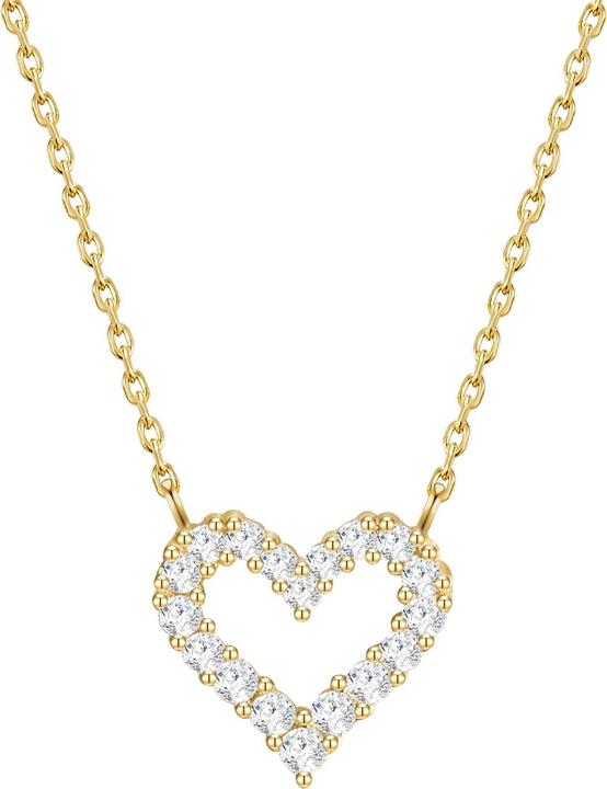 Glanzstücke München Damen Herz Sterling Silber Zirkonia gelbgold 38,5 cm Basiskette + 5,0 cm Verlängerung - 30290 (Sterling Silber, 38.5 - 43.5 cm)