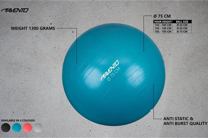 Actual product image Avento gymnastic ball, black, 75cm in diameter (75 cm)