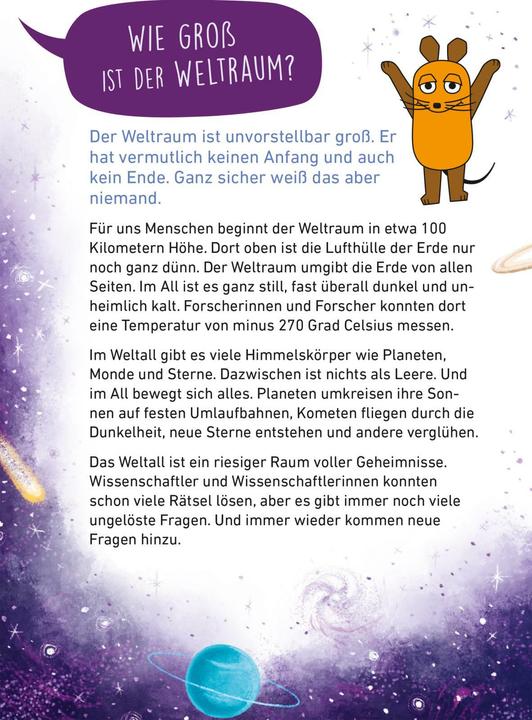 Actual product image Frag doch mal... die Maus: Die wichtigsten Fragen zum Weltraum (German, Linda Hartwig, Inca Vigh, 2024)