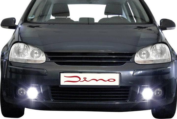 Actual product image Dino LED daytime running lights grille inserts for VW Golf 5