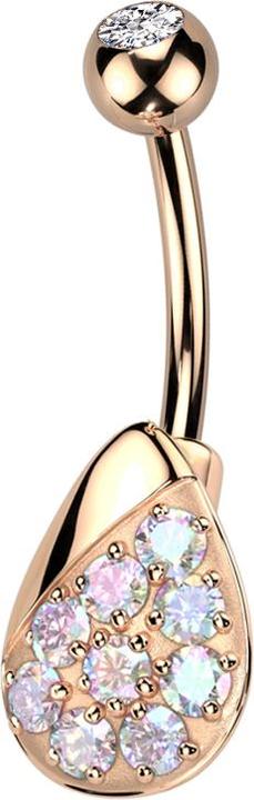Actual product image Star Piercing Banana rose gold with ball rose gold crystal silver and drop with crystals multicolour (Brass, Surgical steel 316L)