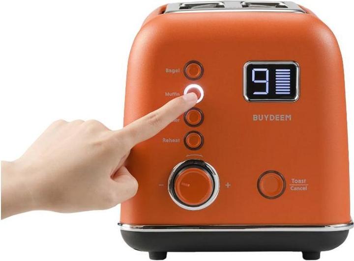 Actual product image Buydeem Toster 2 Slice Automatic Metal Toaster, model DT730E, color Koi Red, EU (EU plug)