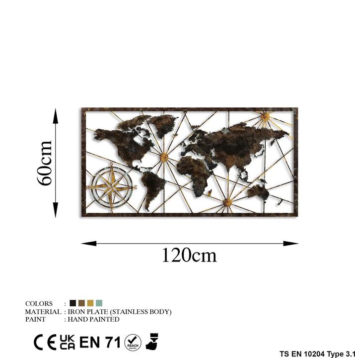 Immagine prodotto Wallxpert Mappa del mondo in metallo (120 x 60 cm)