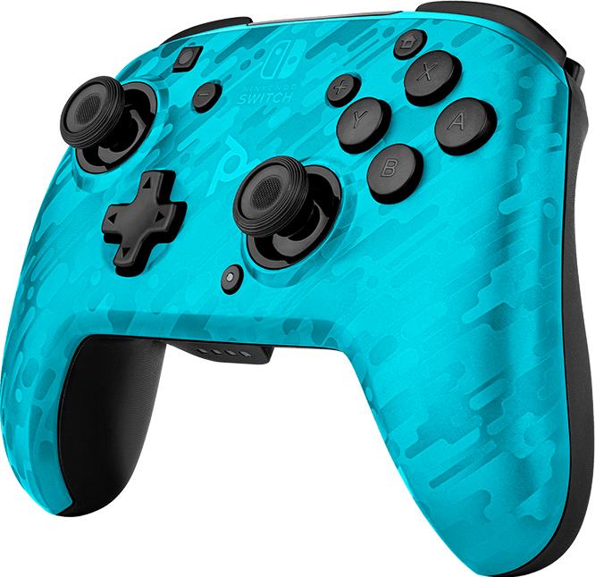 Produktbild PDP Faceoff Wireless Deluxe Controller - Neon Blue Camo (Switch)