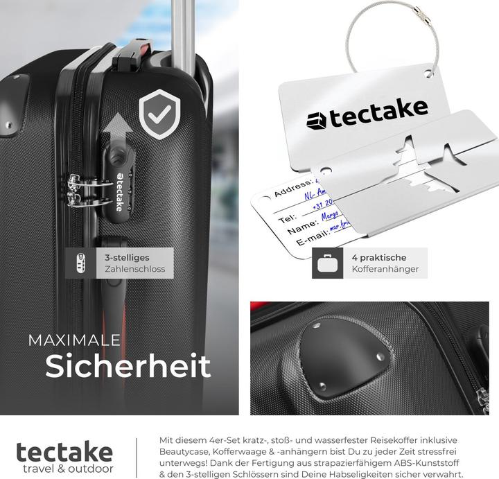 Produktbild tectake Cleo 4-tlg. mit Kofferwaage (95 l, L (90 - 115l))