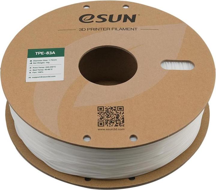 Produktbild eSUN ELASTIC 1,75mm NATURAL 1kg (TPU, 1.75 mm, 1000 g, Weiss)