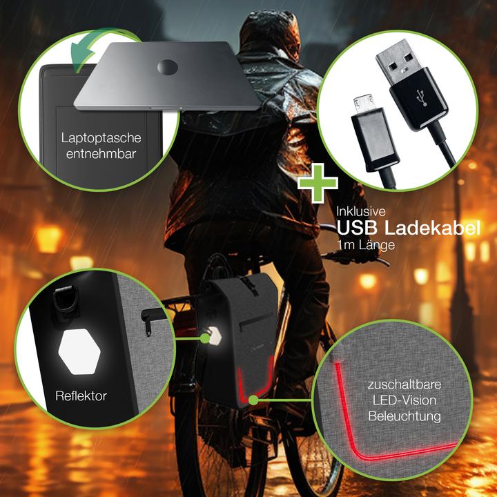 Produktbild Eloneo Fahrradtasche für Laptop (25 l, Gepäckträgertasche)