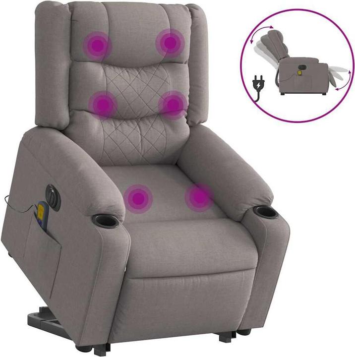 Immagine prodotto VidaXL Poltrona massaggiante elettrica con ausilio per la risalita Tessuto Taupe