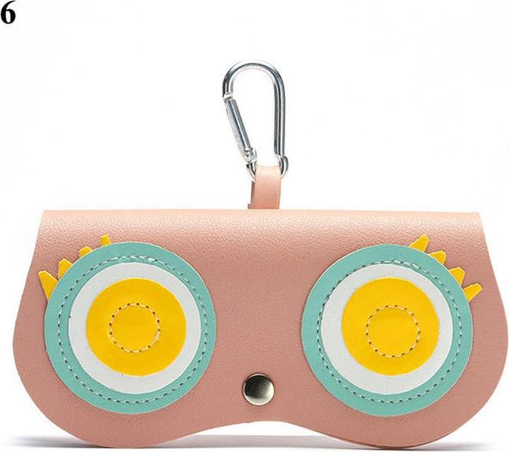 Only-Bags.Store Cute owl cartoon PU leather glasses case - portable glasses storage case with