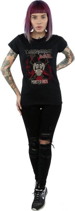 Actual product image Looney Tunes Womens/Ladies Monster Rock Tasmanian Devil Cotton T-Shirt (M)