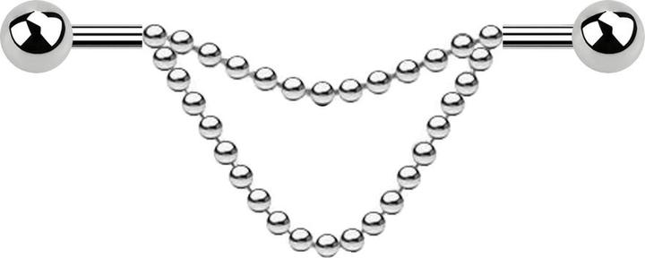 Produktbild Star Piercing Barbell silber zwei Kugeln zwei Ketten (ohne Messing, Chirurgenstahl 316L)