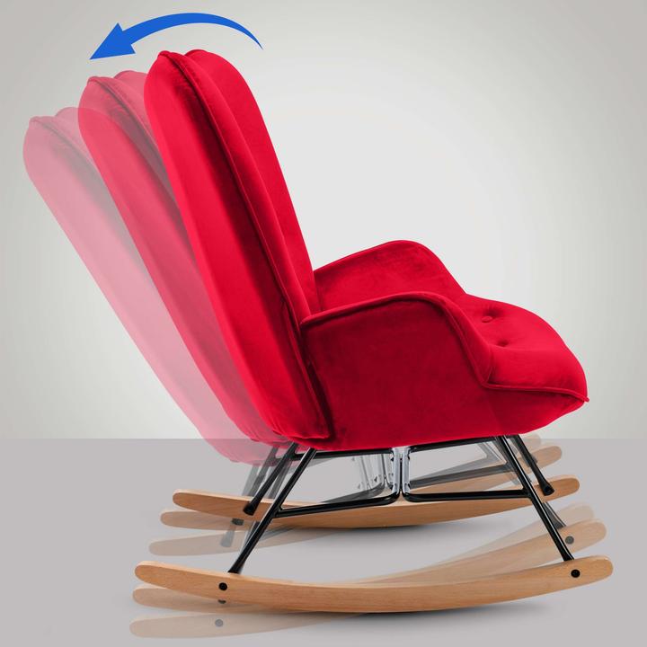 Image du produit CLP fauteuil à bascule Sanka velours, rouge